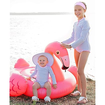 RuffleButts® Baby/Toddler Girls Long Sleeve One Piece Swimsuit with UPF 50+ Sun Protection