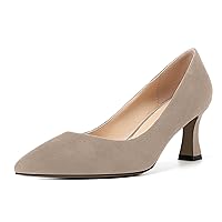 Womens Pointed Toe Slip On Evening Suede Dress Spool Mid Heel Pumps Shoes 2.5 Inch