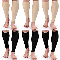 6 Pairs Calf Compression Sleeve Men and Women Footless Compression Socks for Leg Support, Shin Splints, Pain Relief