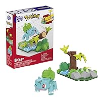 Mega Pokemon Action Figure Building Toys Set for Kids, Bulbasaur's Forest Fun with 82 Pieces, 1 Poseable Character, Age 9+ Years Gift Idea