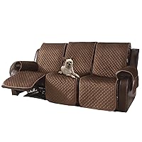 LUFEIJIASHI Non Slip Recliner Sofa Covers,Velvet Waterproof Recliner Couch Covers for 3 seat,Washable Reclining Couch Cover Furniture Protector for Dogs,Pets (Brown, 3 Seater)