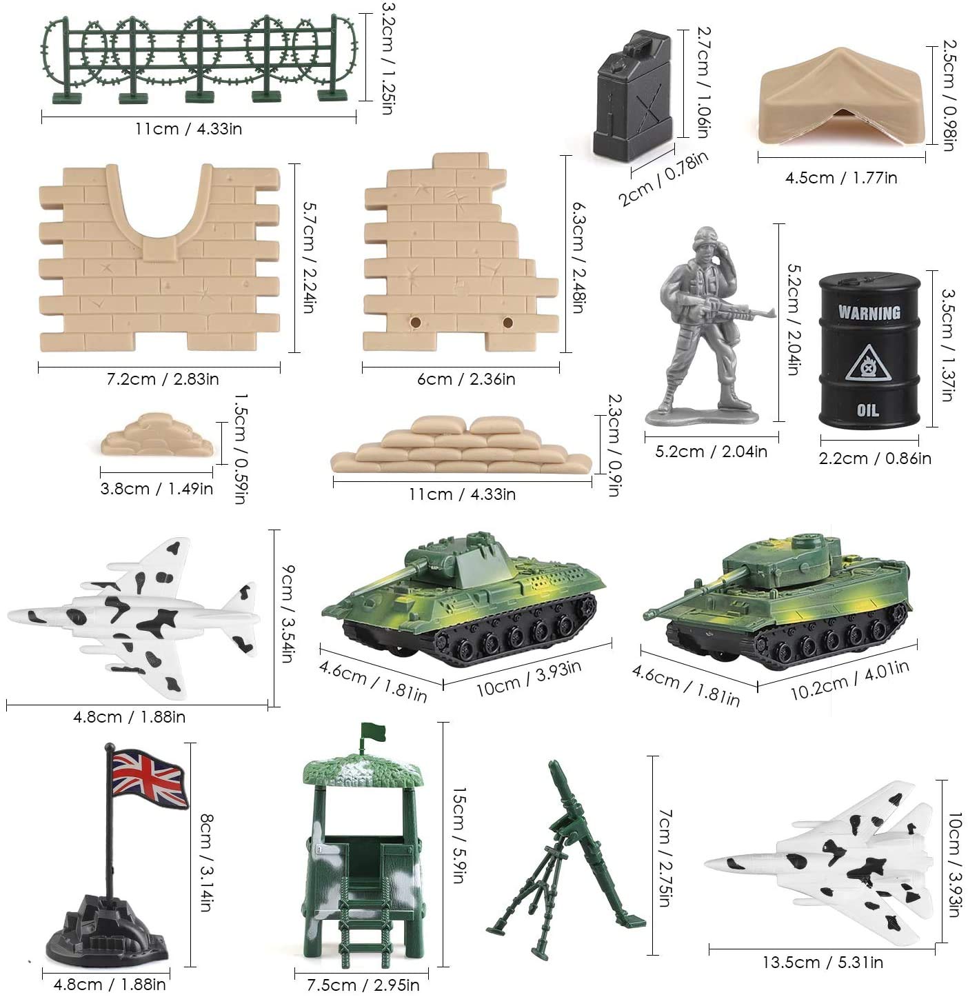 kramow 250 PCS Army Men Army Soldier Plastic Toys, Military Action Figures Playset with Tanks, Planes, Soldier Figures and Accessories for Kids Boys and Girls