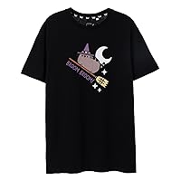 Pusheen Women's Black Short-Sleeved T-Shirt | Broom Broom Halloween | Purr-fectly Witchy Fun The Cat
