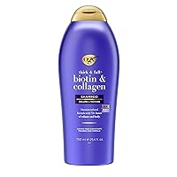 OGX Thick & Full + Biotin & Collagen Volumizing Shampoo, Nutrient-Infused Hair Shampoo with Vitamin B7 Biotin Gives Hair Volume & Body for 72+ Hours, Sulfate-Free Surfactants, 25.4 fl. oz