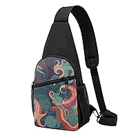 Sling Bag Crossbody for Women Fanny Pack Abstract Octopus Chest Bag Daypack for Hiking Travel Waist Bag