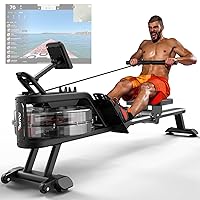 PASYOU Water Rowing Machine Foldable Rowing Machine for Home,350LB Weight Capacity Rower Machine with Bluetooth Function,LCD Monitor,Ipad Holder for Cardio Training (Model:PW30)