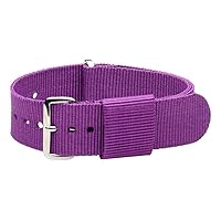 Clockwork Synergy, LLC 20mm NATO Ss Nylon Loop Solid Purple Interchangeable Replacement Watch Strap Band