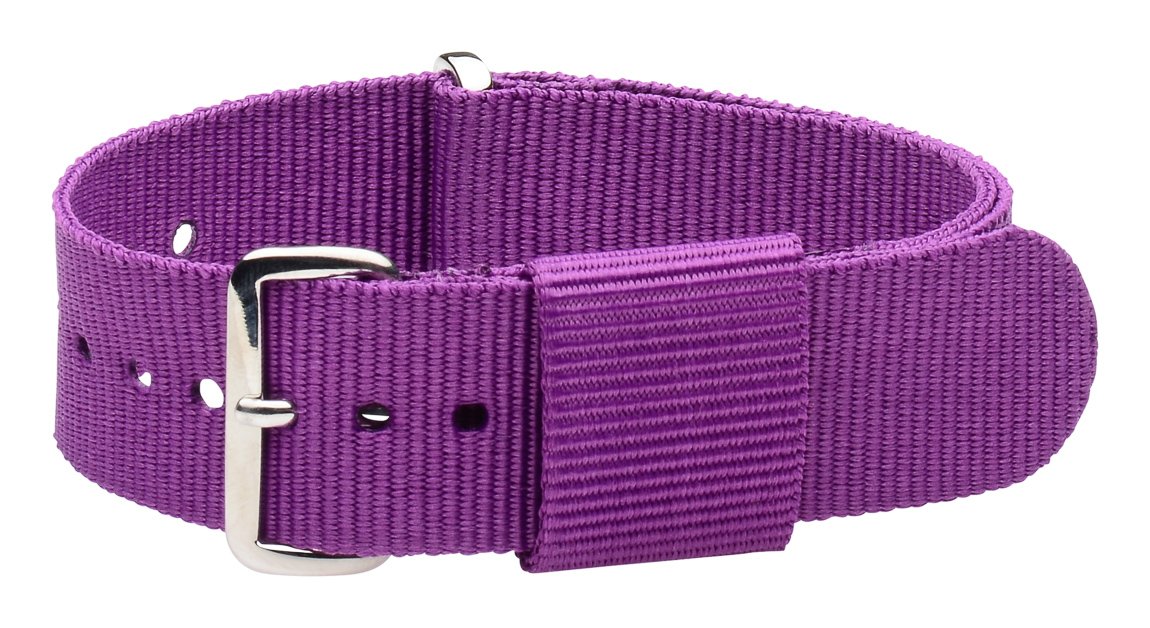 Clockwork Synergy, LLC 20mm NATO Ss Nylon Loop Solid Purple Interchangeable Replacement Watch Strap Band