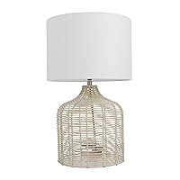 Deco 79 Rattan Handmade Room Table Lamp Woven Accent Lamp with Drum Shade, Lamp 15