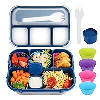Bento Lunch Box Adult, Kids, Lunch Containers for Adults/Kids/Students,1300ML-4 Compartment (blue)
