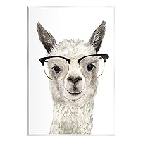 Farm Animal Llama In Glasses Wall Plaque Art, Design by Victoria Borges 10 x 15