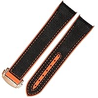 Silicone Nylon Rubber Watch Strap For Omega Seahorse 300 Quarter Orange Ocean Universe 600 Black grey 20mm 22mm Watch Band