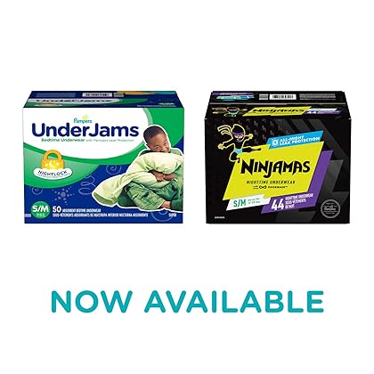 Pampers UnderJams Disposable Bedtime Underwear for Boys, Size S/M, 50 Count, Super Pack