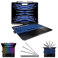 typecase Keyboard Case for iPad Pro 12.9 inch 6th Generation 2022, Trackpad, 360° Rotatable, Wireless Keyboard Cover, 11-Colors Backlit with Pencil Holder for iPad Pro 12.9 5th/4th/3rd Gen, Black