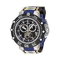 Invicta Men's Subaqua 52mm Silicone and Stainless Steel Chronograph Quartz Watch, Blue/Gold, 33644