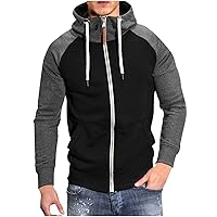 Men's Athletic Hoodie Jacket Raglan Sleeve Colorblock Zip Up Hood Jackets Sherpa Warm Fleece Sweatshirt Sport Coats