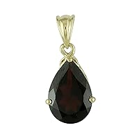 Red Garnet Natural Gemstone Pear Shape Pendant 925 Sterling Silver Anniversary Jewelry | Yellow Gold Plated