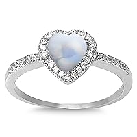 CHOOSE YOUR COLOR Sterling Silver Heart Halo Promise Ring
