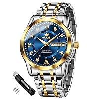 OLEVS Men's Watches Stainless Steel Watch Men with Diamond Face Quartz Waterproof Casual Elegant Wrist Watch Gift