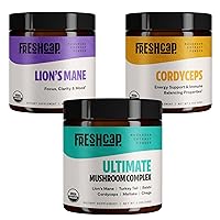 FreshCap, Try Mushrooms Starter Kit, Lion's Mane, Cordyceps, Ultimate Blend (60 Gram Powder)