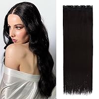Clip in Hair Extension,TESS Clip in Hair Extension One Piece 5 Clips,3/4 Full Head Seamless Double Weft Long Straight Synthetic Hairpieces for Women,clip in extensions 30