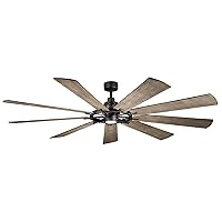 KICHLER 85 inch Gentry LED Ceiling Fan in Anvil Iron with Reversible Blades, Extra Large