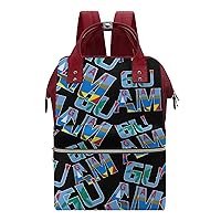Guam Flag Casual Travel Laptop Backpack Fashion Waterproof Bag Hiking Backpacks Red-Style