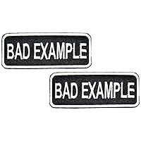 Kleenplus 2pcs. Bad Example Patch Slogan Words Biker Motorcycle Embroidered Iron On Sew On Badge Patches Costume Jeans Jacket Bag Backpack Caps Accessories