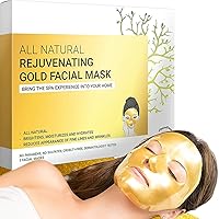 Doppeltree Gold Facial Mask - Premium Hydrogel Sheet Face Masks for Skin Care & Beauty, Hydrating & Anti Aging - Facemask with Collagen, Hyaluronic Acid & 24k Nano Gold - Formulated in San Francisco