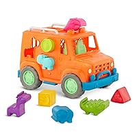 Wonder Wheels - Shape Sorter Toy Truck – 9Pc Developmental Toy For Kids, Toddlers – Animal & Fruit Shapes- Recyclable Materials- Safari Shape Sorter Truck- 1 Year +