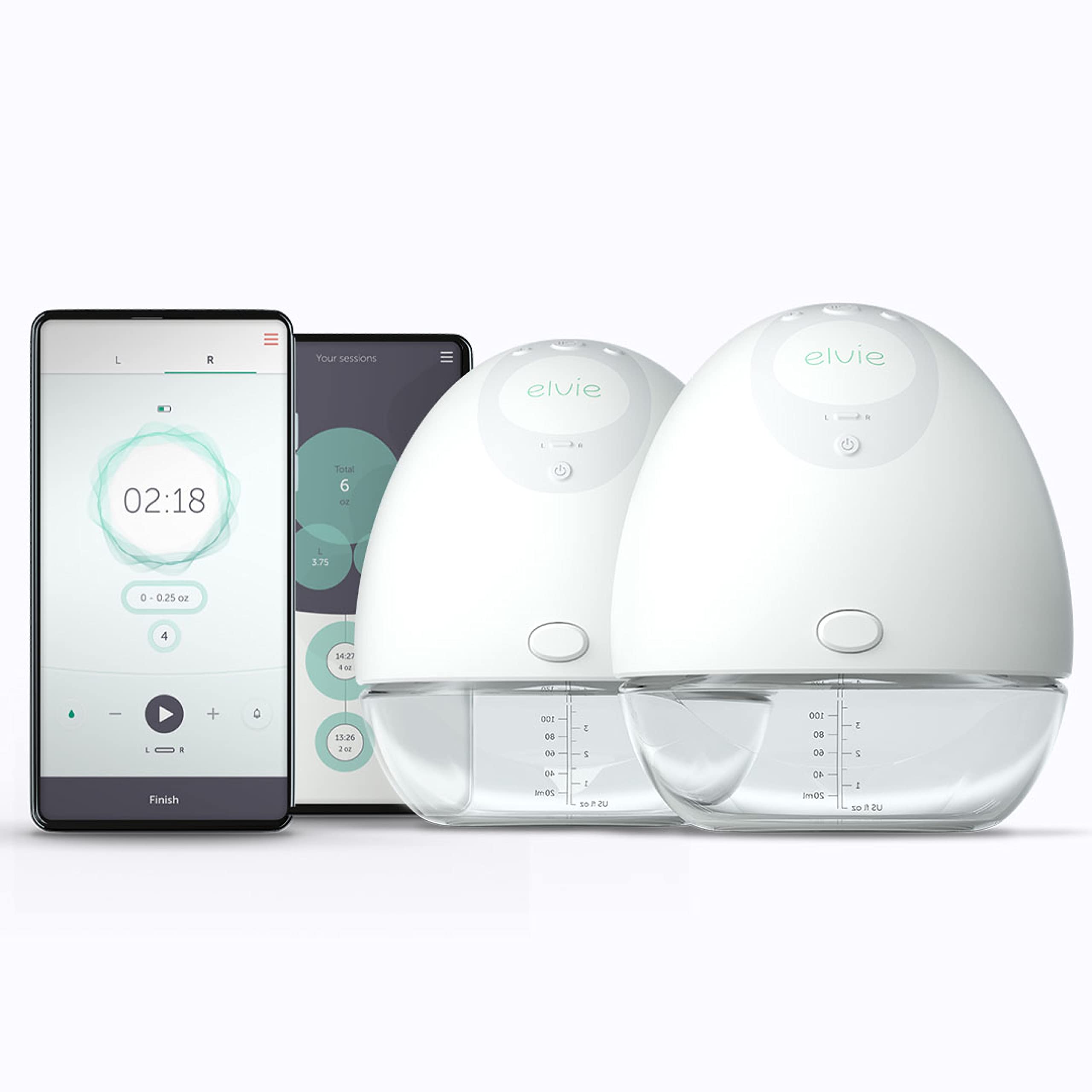 Elvie Breast Pump + Milk Collection Shells - Double, Wearable Breast Pump with App - The Smallest, Quietest Electric Breast Pump - Portable Breast Pumps Hands Free & Discreet