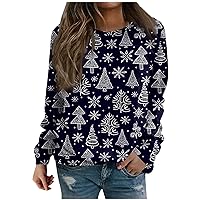 Women Oversized Sweatshirt Crewneck Long Sleeve Christmas Tops Snowman Print Casual Cute Shirt Trendy Pullover