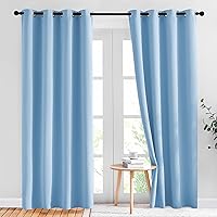NICETOWN Sky Blue Blackout Curtains - Home Decor Window Treatment Ring Top Blackout Draperies Curtains for Living Room (2 Panels, 52 by 84, Blue)