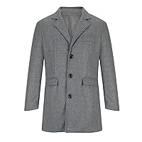 Mens Trench Coats Winter Longline Jackets Single Breasted Turndown Collar Coat Business Casual Overcoat Outerwear