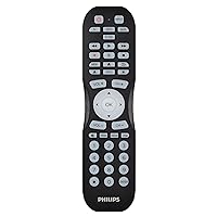Philips Universal Remote Control for Samsung TV, Blu-ray, Soundbar, Cable/Satellite, Streaming Players, Roku Boxes, and More, 30 Ft Find-It Feature, 4 Device, Backlit, Black, SRP4221B/27