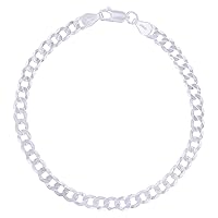 DECADENCE Solid 925 Sterling Silver 3mm-16mm Cuban Curb Chain | 925 Italian Chain | Solid 925 Italian Curb Necklaces For Men