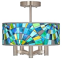 Lagos Mosaic Ava 5-Light Nickel Ceiling Light with Print Shade