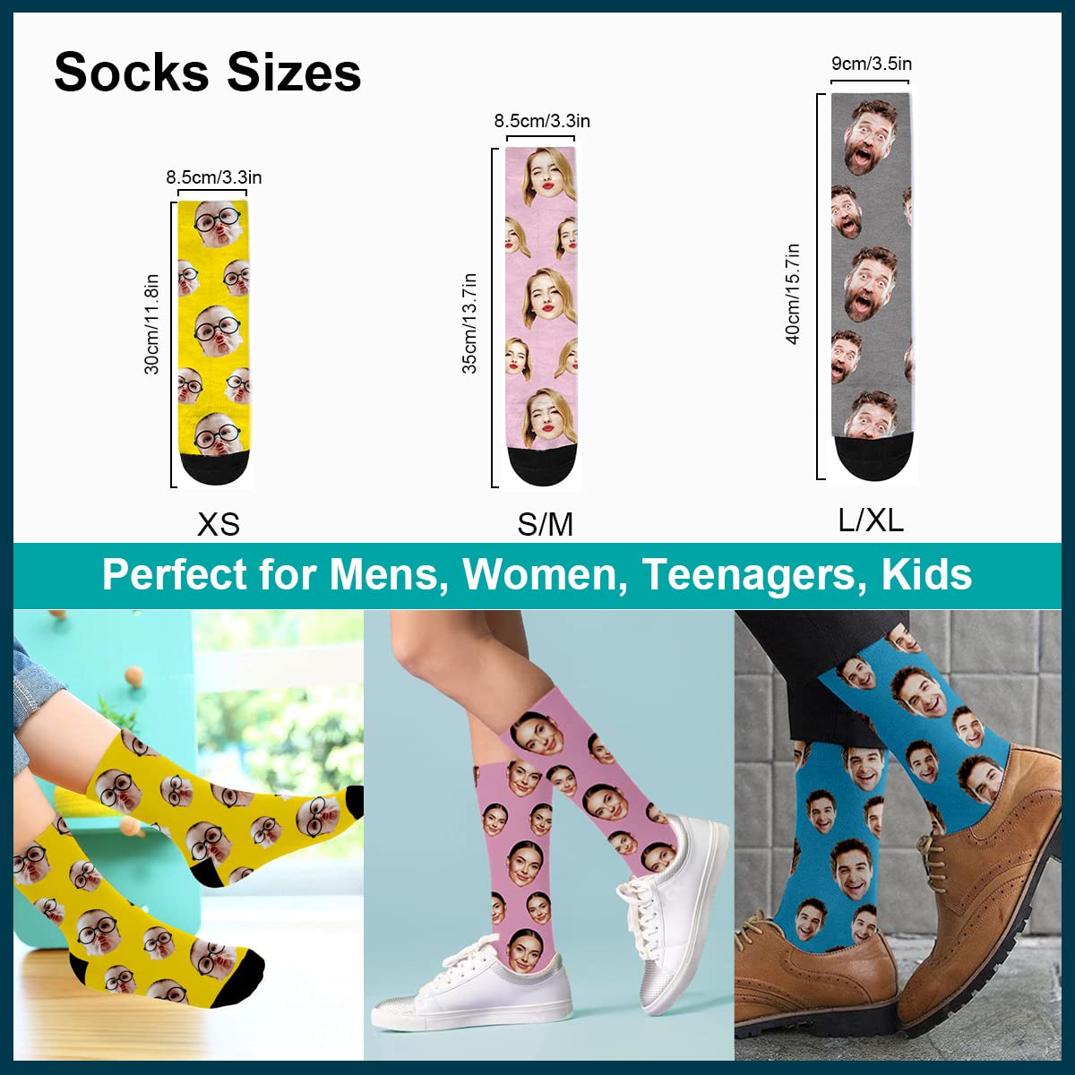 Juantao Custom Face Socks with Photo Novelty Personalized Picture Socks Customized Funny Gifts for Men Women