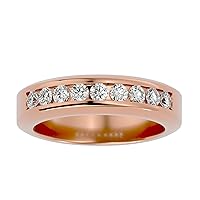 Certified 14K 9 pcs Round Cut Natural Diamond (0.74 Carat) Ring With White/Yellow/Rose Gold Wedding Ring For Women, Girl and Ladies