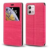 for Motorola Moto G Stylus 4G 2023 Case, Wood Grain Leather Case with Card Holder and Window, Magnetic Flip Cover for Motorola Moto G Stylus 4G 2023 (”) Rose