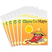 3dRose Cinco De Mayo Pepper Orange Background - Greeting Cards, 6 x 6 inches, set of 6 (gc_63110_1)