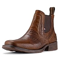 Men's Western Slip On Work/Casual Boots for Men,Pull-On Square-Toe Chelsea Boots,Extremely Comfortable Durable Proved,Superior Oil/Slip Resistant,Thicker Imported Leather