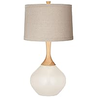 Color + Plus West Highland White Natural Linen Drum Shade Wexler Table Lamp