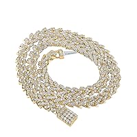 Jewels By Lux 10kt Yellow Gold Mens Round Diamond Franco Link Chain Necklace 35.42 Cttw