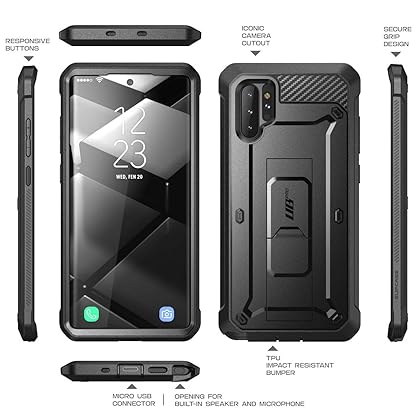 SUPCASE Unicorn Beetle Pro Series Case Designed for Samsung Galaxy Note 10 Plus/Note 10 Plus 5G, Full-Body Rugged Holster & Kickstand Without Built-in Screen Protector (Black)