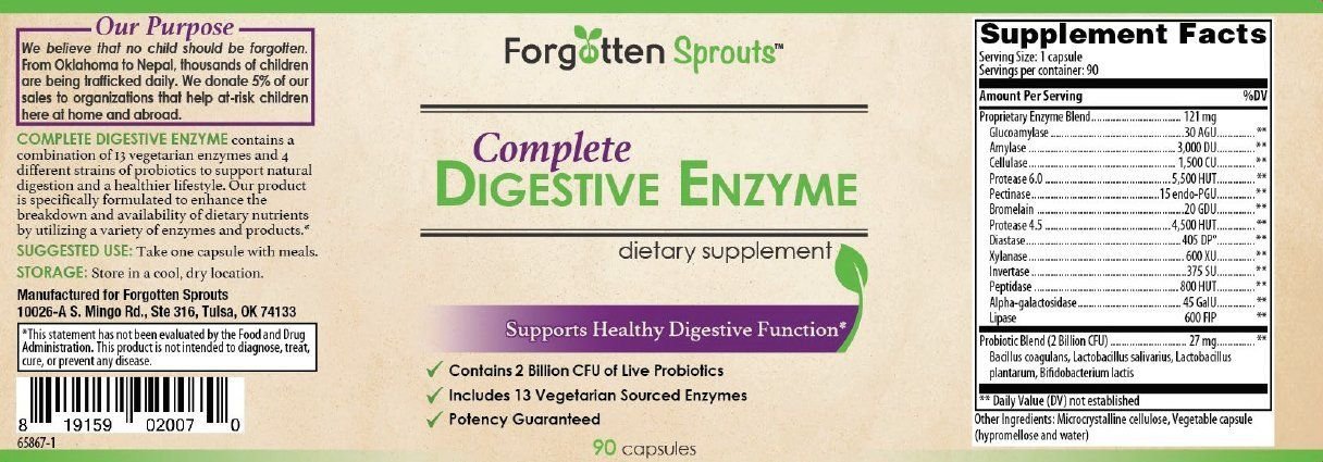 Digestive Enzyme with 2 Billion Probiotics - Non-GMO - 13 Vegetarian Sourced Enzymes - 90 Capsules - Dietary Supplement by Forgotten Sprouts