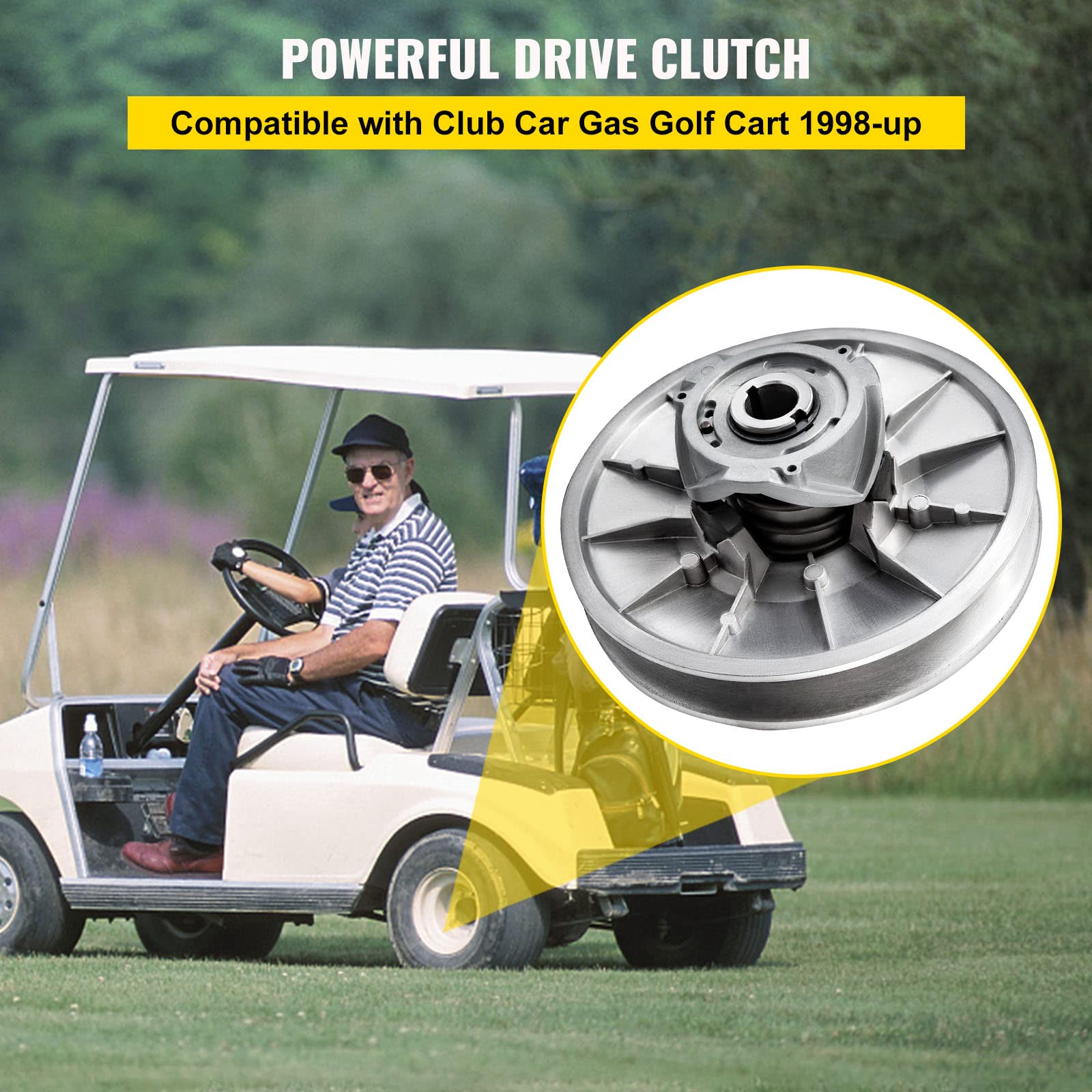 Supsuper Golf Cart High Torque Driven Clutch for Club Car DS & Precedent 1997 to Up Club Car 4-Cycle Gas Golf Cart Model, Silver