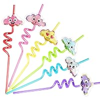 Cloud Party Favors 24 PCS Cloud Drinking Straws with 2 Cleaning Brush On Cloud 9 Birthday Party Supplies Decorations