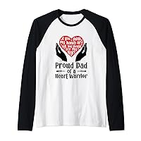 Mens Proud CHD Warrior Dad Congenital Heart Disease CHD Dad Raglan Baseball Tee