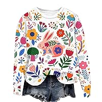 Happy Easter Sweatshirt Women Bunny Shirt Rabbit Graphic Pullover Long Sleeve Tops 2024 Trendy Teen Girls Holiday Shirts